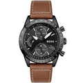 Hugo Boss Pilot Edition 1513851 Black Case Black Dial Brown Leather Men's Watch