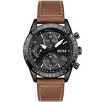 Hugo Boss Pilot Edition 1513851 Black Case Black Dial Brown Leather Men's Watch