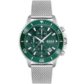Hugo Boss Admiral 1513905 Men's Green Diver Watch Silver Mesh