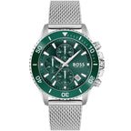 Hugo Boss Admiral 1513905 Men's Green Diver Watch Silver Mesh
