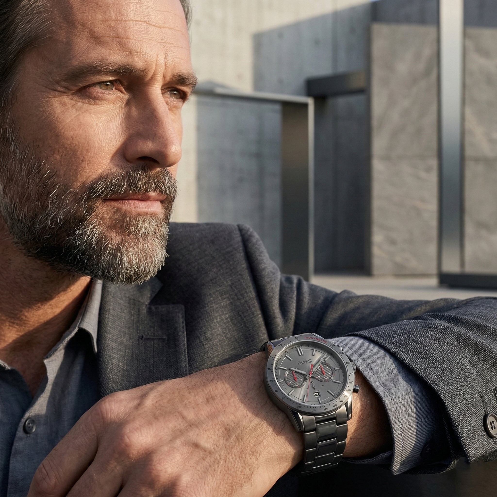 Hugo Boss Allure 1513924 Gray Ion-Plated Stainless Steel Gray Dial Men's Watch