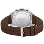 Hugo Boss Skymaster 1513940 Silver Case Blue Dial Brown Leather Strap Men's Watch
