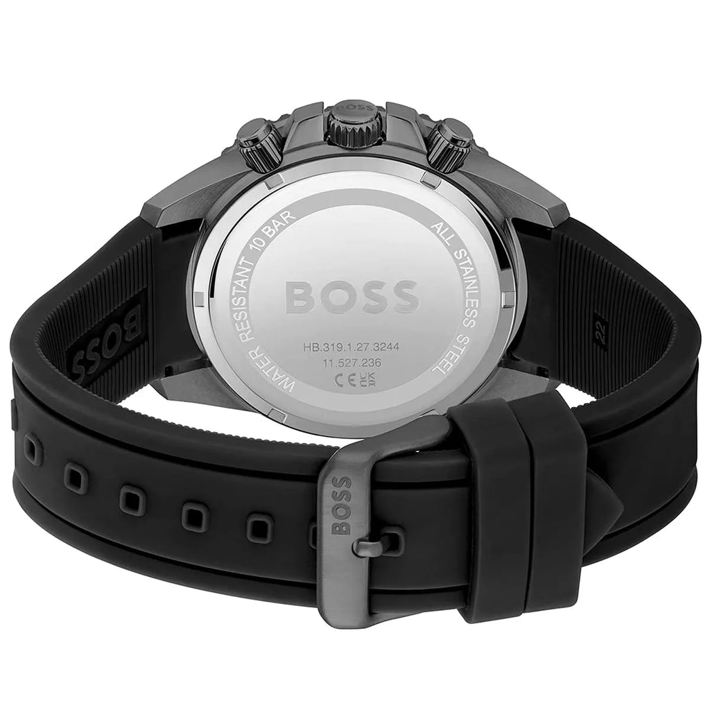Hugo Boss Admiral 1513967 Silver Case Green Dial Black Rubber Strap Men's Watch