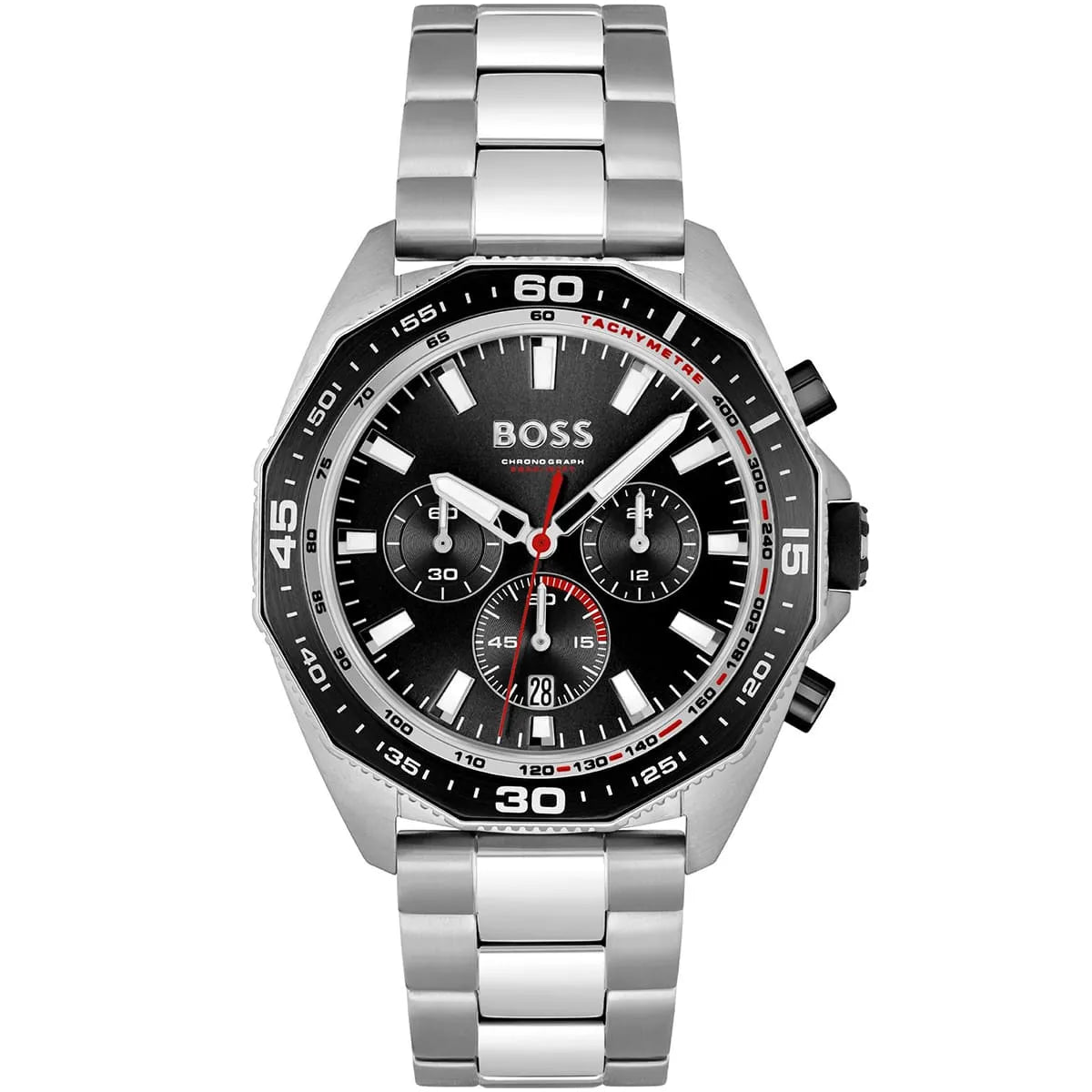 Hugo Boss Energy 1513971 Silver Case Black Dial Black Bezel Silver Metal Men's Watch