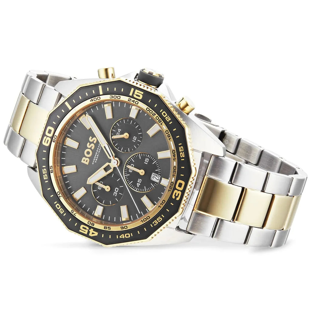 Hugo Boss Energy 1513974 Two-Tone Silver Gold Case Gray Dial Men's Watch