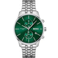 Hugo Boss Associate 1513975 Runner Silver Stainless Steel Green Dial Men's Watch
