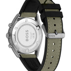 Hugo Boss Top 1514092 Grey Ion-Plated Case Olive Green Dial Olive Canvas Men's Watch