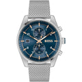 Hugo Boss Skytraveller 1514149 Men's Blue Dial Watch Silver Mesh