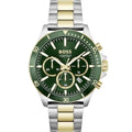 Hugo Boss Runner 1514154 Two-Tone Silver Gold Case Green Dial Men's Watch