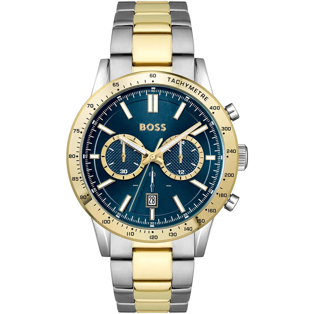 Hugo Boss Runner 1514163 Two-Tone Silver Gold Case Blue Dial Men's Watch
