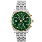 Hugo Boss Sky Traveller 1514195 Silver Gold Case Green Dial Silver Metal Men's Watch