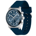 Hugo Boss Candor 1514243 Chronograph Blue Dial Navy Blue Rubber Men's Watch