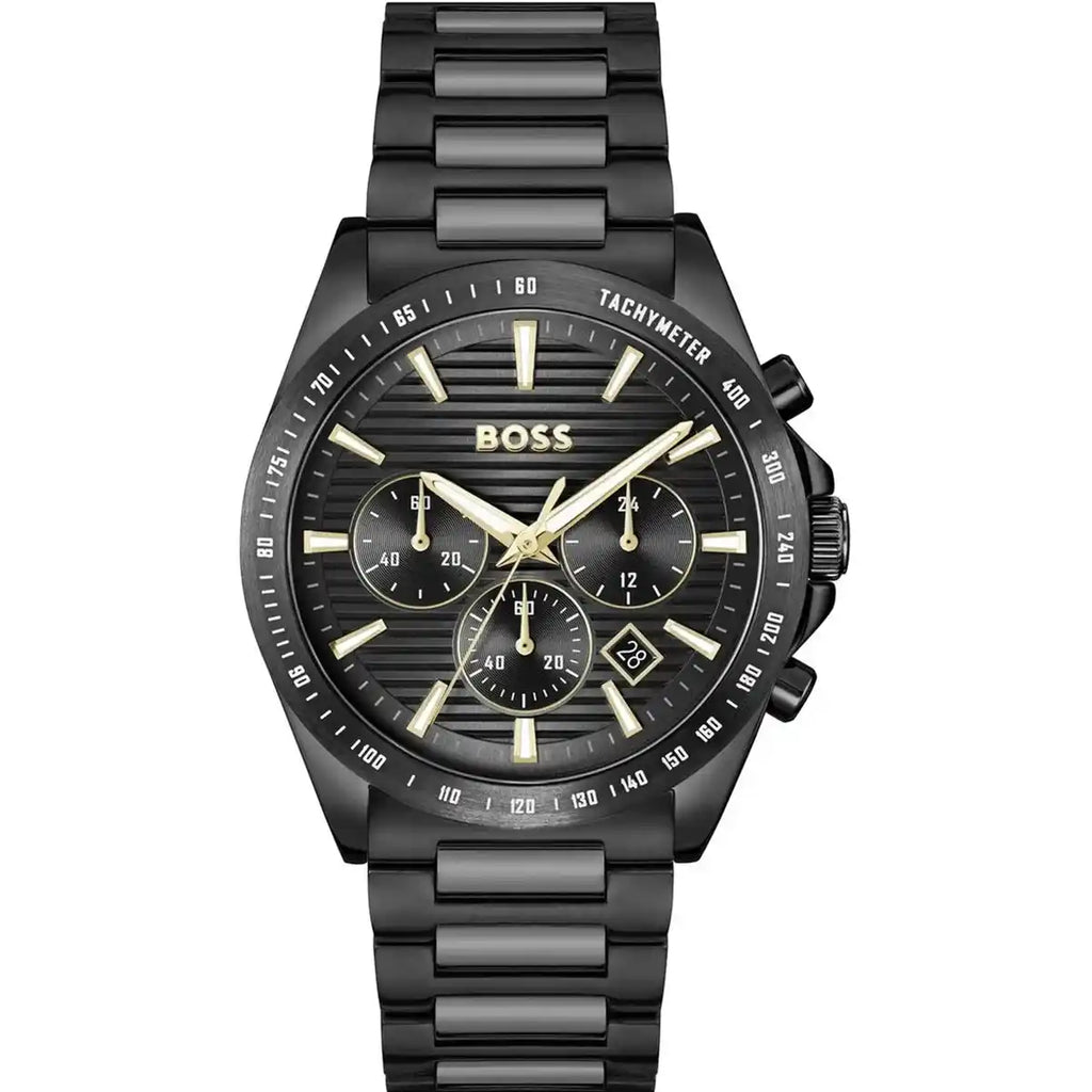 Hugo Boss Strike 1514291 Chronograph Black Dial All-Black Stainless Steel Men's Watch
