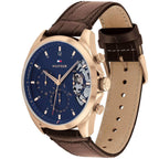 Tommy Hilfiger Baker 1710453 Rose Gold-Tone Blue Dial Brown Leather Men's Watch