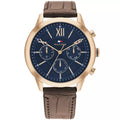 Tommy Hilfiger Morrison 1710526 Gold Blue Dial Brown Leather Men's Watch