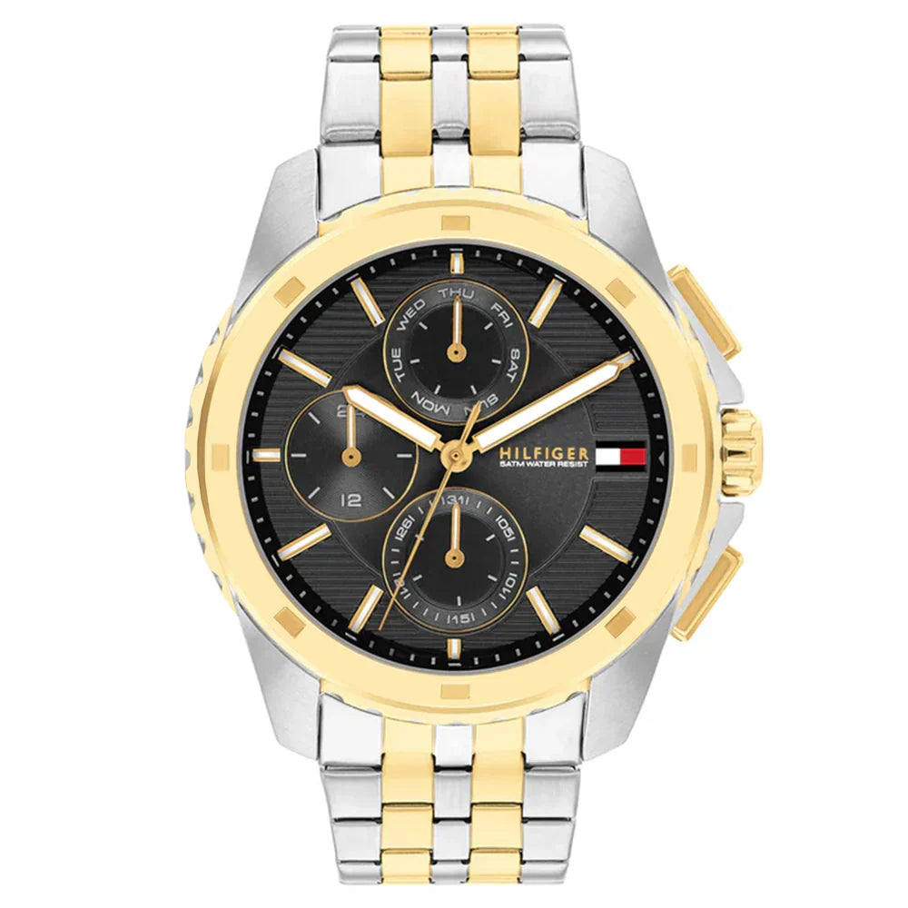 Tommy Hilfiger Walker 1710621 Multi-Function Black Dial Men's Two-Tone Watch