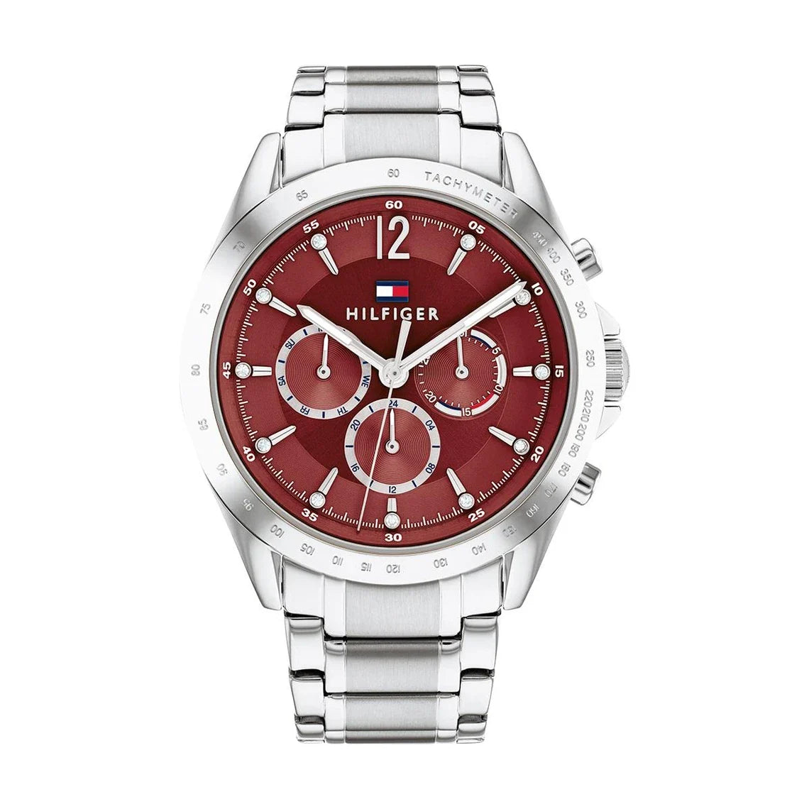 Tommy Hilfiger Kenzie 1782559 Multi-Function Red Dial Silver Stainless Steel Women's Watch