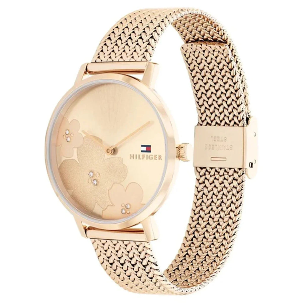 Tommy Hilfiger Carnation 1782603 Rose Gold Floral Mesh Women's Watch