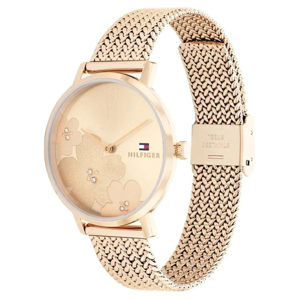 Tommy Hilfiger Carnation 1782603 Rose Gold Floral Mesh Women's Watch