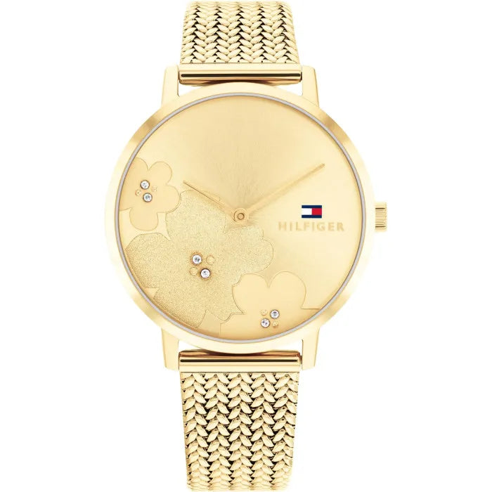 Tommy Hilfiger Steel Mesh 1782606 Full Gold Floral Dial Women's Watch
