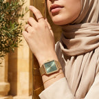 Tommy Hilfiger Tea 1782791 Gold Square Case Sage Green Dial Mesh Women's Watch