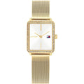 Tommy Hilfiger Tea 1782829 Gold Square Case Silver Dial Mesh Women's Watch