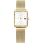 Tommy Hilfiger Tea 1782829 Gold Square Case Silver Dial Mesh Women's Watch
