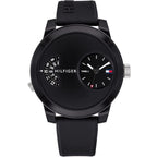 Tommy Hilfiger Denim 1791555 All Black Dual-Time Rubber Strap Men's Watch