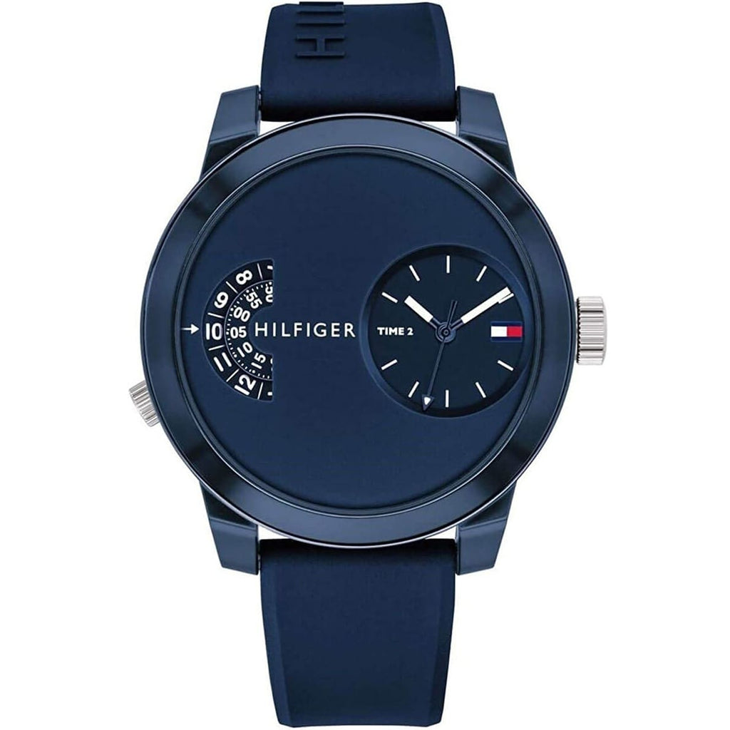 Tommy Hilfiger Denim 1791556 All Blue Dual-Time Rubber Strap Men's Watch