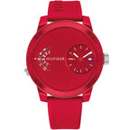 Tommy Hilfiger Denim 1791557 All Red Dual-Time Rubber Strap Men's Watch