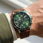 Tommy Hilfiger Jimmy 1791948 Multi-Function Green Dial Men's Brown Leather Watch