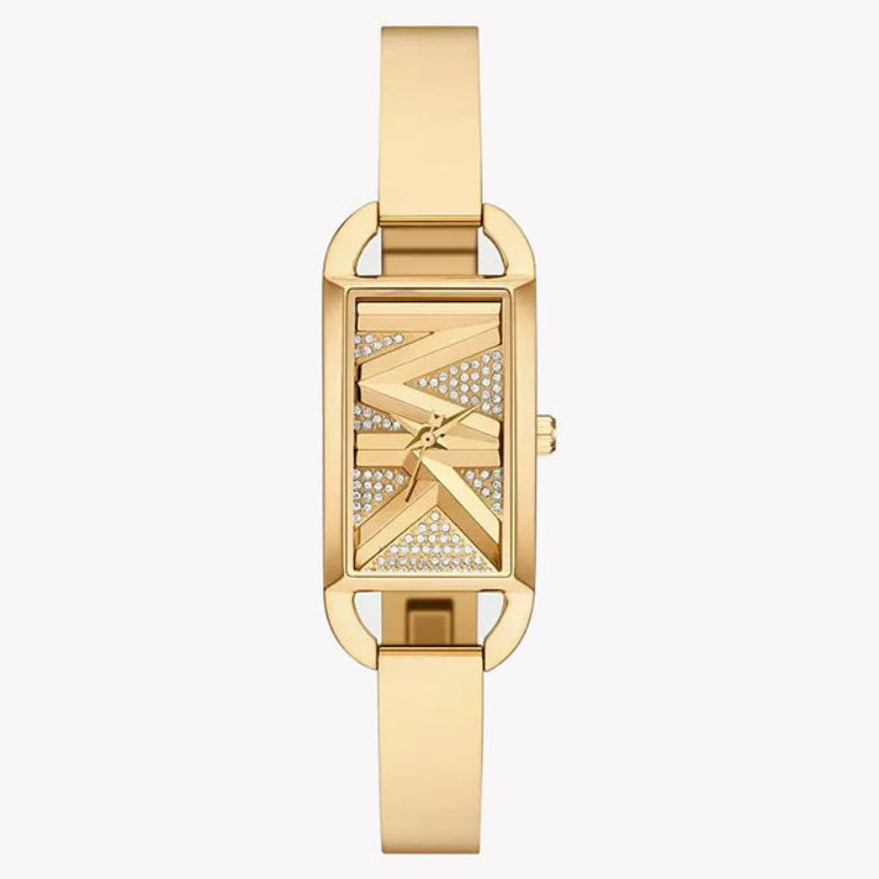 Michael Kors Women's MK Empire Three-Hand Gold-Tone Stainless Steel Logo Bracelet Watch (Model: MK4840), Gold, Modern