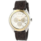 Michael Kors Jessa MK7205 Two-Tone Crystal White Dial Brown Logo Rubber Women's Watch