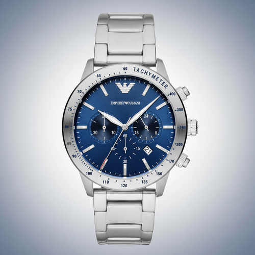 Emporio Armani AR11306 Men’s Blue Dial Silver Stainless Steel Chronograph Watch