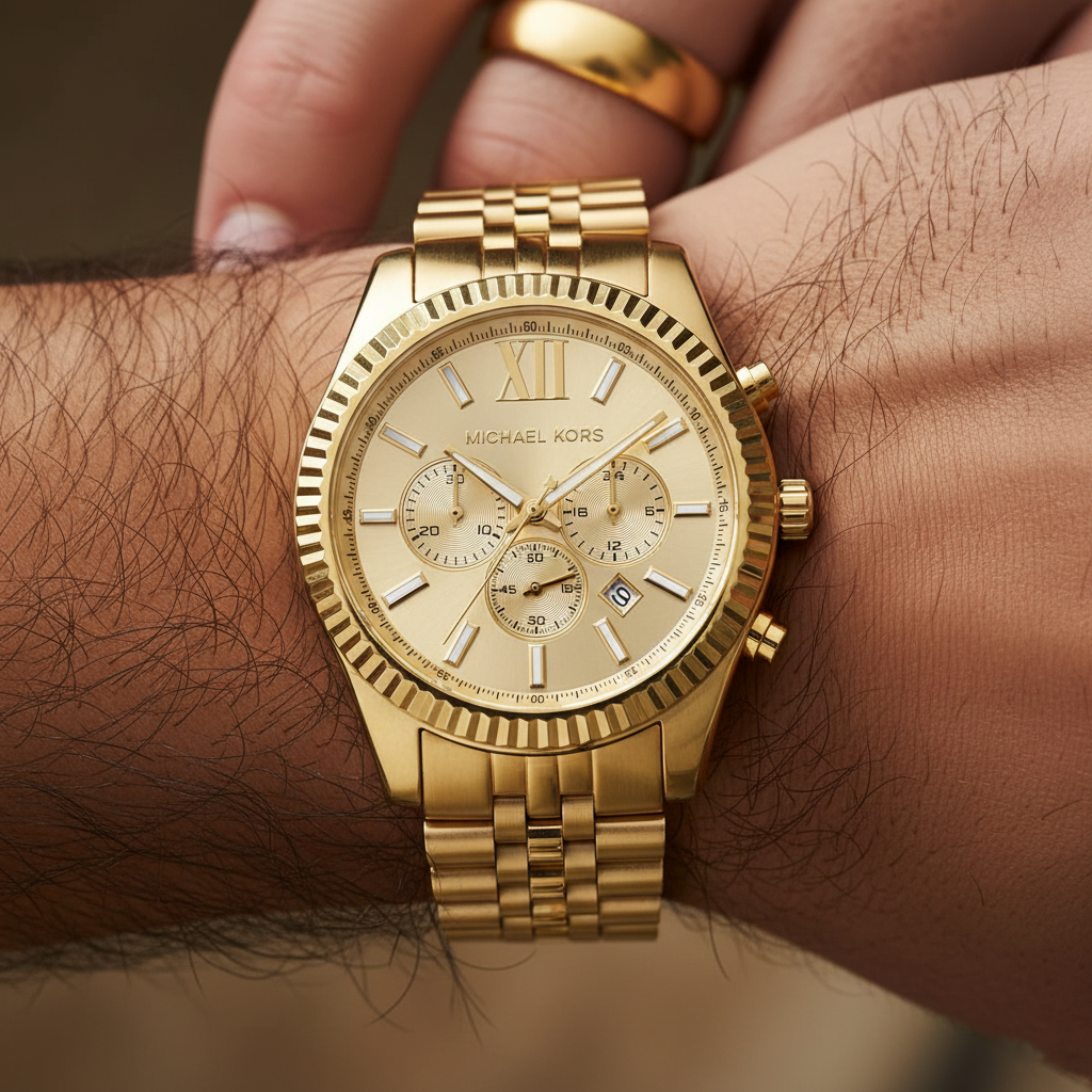 Michael Kors MK8281 Men’s Gold Dial Gold Stainless Steel Chronograph Watch