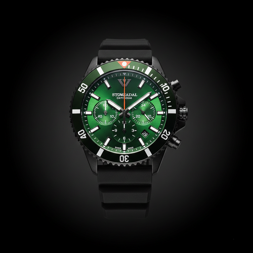 Emporio Armani AR11463 Men’s Green Dial Silicone Strap Diver Chronograph Watch