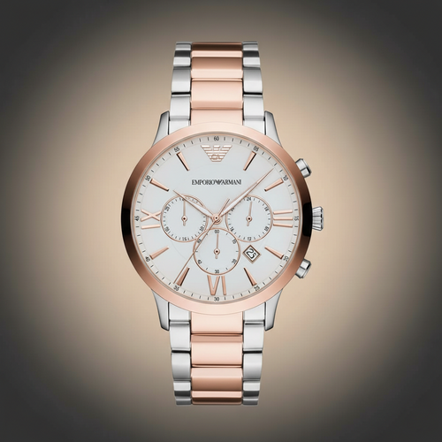 Emporio Armani AR11209 Men’s White Dial Two-Tone Stainless Steel Giovanni Watch