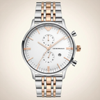 Emporio Armani AR0399 Men’s Silver Dial Two-Tone Stainless Steel Gianni Chronograph Watch
