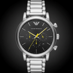 Emporio Armani AR11324 Men’s Black Dial Silver Stainless Steel Chronograph Watch