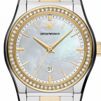 Emporio Armani AR11559 Women’s Mother of Pearl Dial Two-Tone Stainless Steel Federica Watch