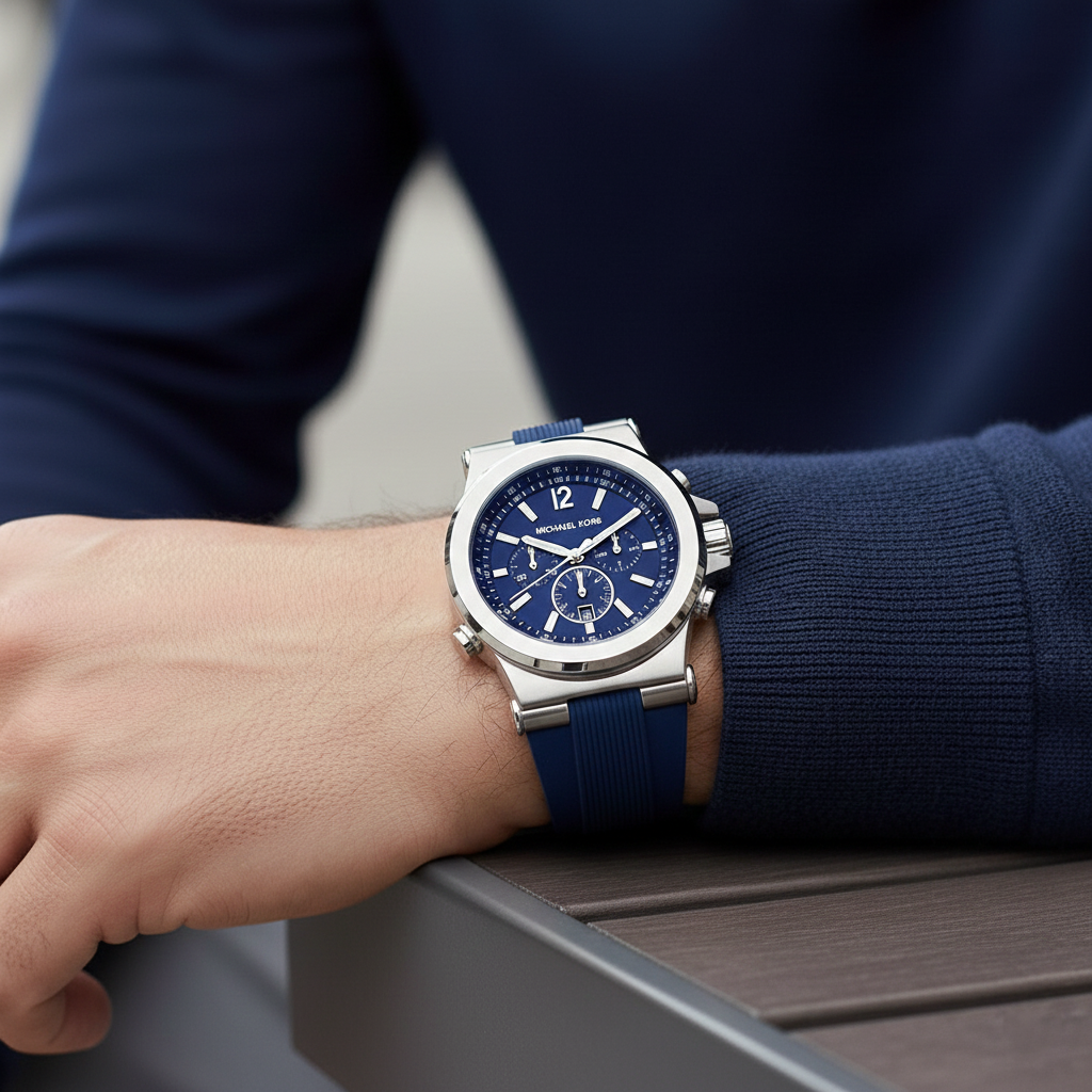 Michael Kors MK8303 Men’s Navy Blue Dial Blue Rubber Strap Chronograph Watch