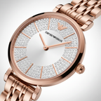 Emporio Armani AR11446 Women’s Silver Crystal Dial Rose Gold Gianni T-Bar Watch