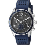 Guess Fleet W0971G2 Silver Case Blue Bezel Rubber Chronograph Watch