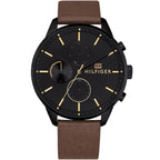 Tommy Hilfiger Chase 1791977 Men’s Black Dial Brown Leather Multi-Function Watch