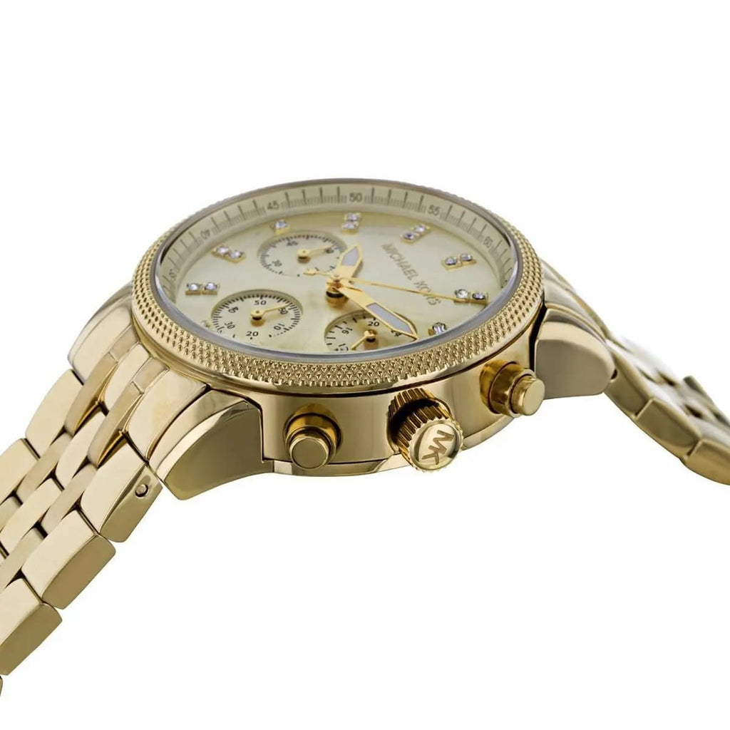Michael Kors MK5676 Women’s Gold-Tone Crystal Ritz Chronograph Watch