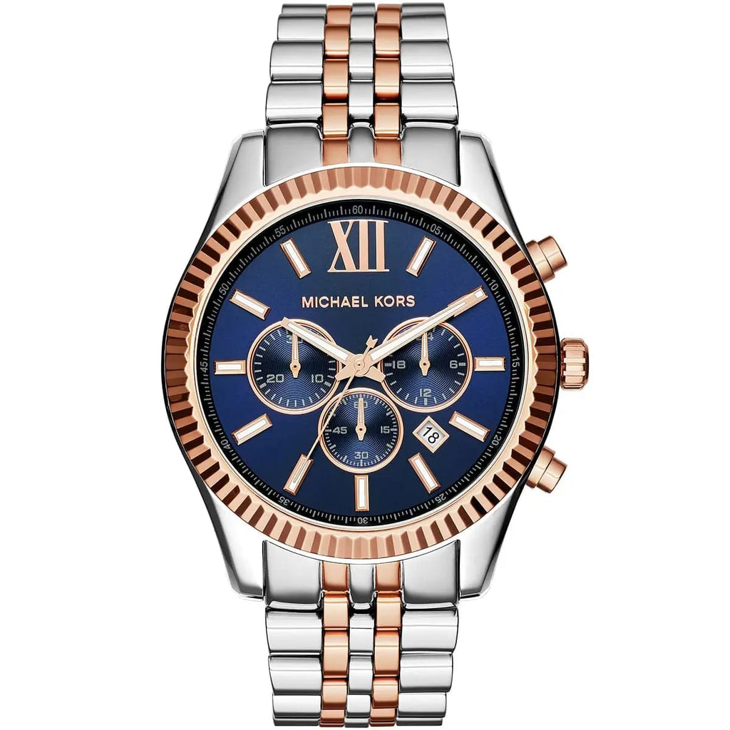 Michael Kors MK8412 Men’s Blue Dial Two-Tone Stainless Steel Lexington Chronograph Watch