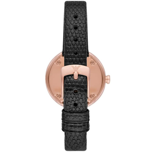 Emporio Armani AR11493 Women’s Black Dial Rose Gold Leather Rosa Watch