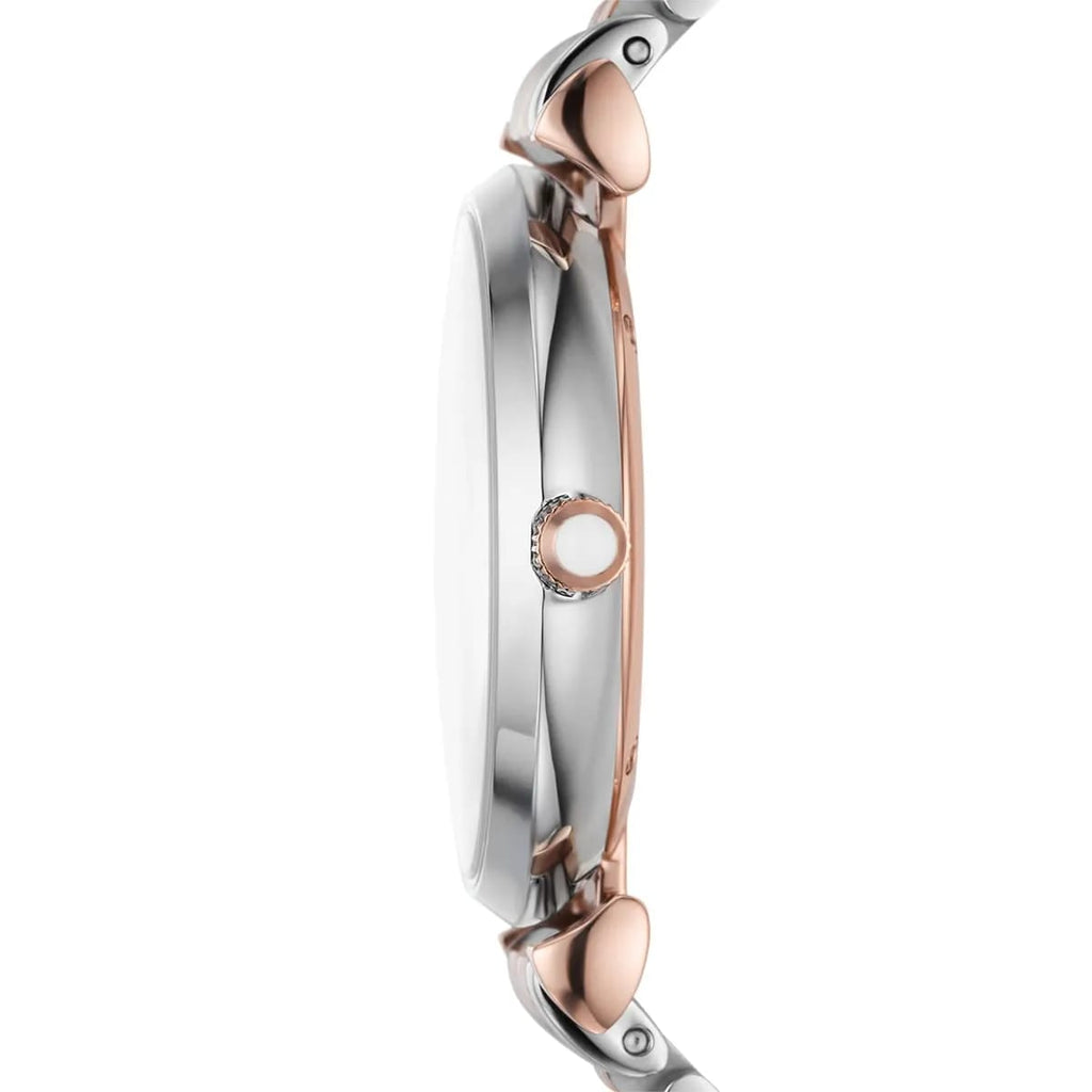 Emporio Armani Gianni T-Bar AR11537 Women's Two-Tone Crystal Encrusted Dial Luxury Watch