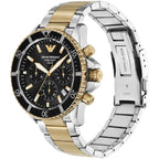 Emporio Armani World Explorer AR11680 Men's Solar Chronograph Black Dial Two-Tone Luxury Watch