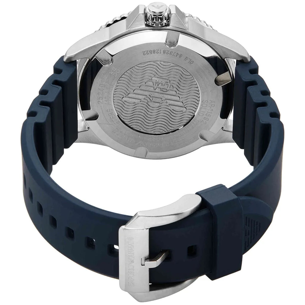 Emporio Armani AR11592 Blue Dial GMT Diver 100M Rubber Strap Watch